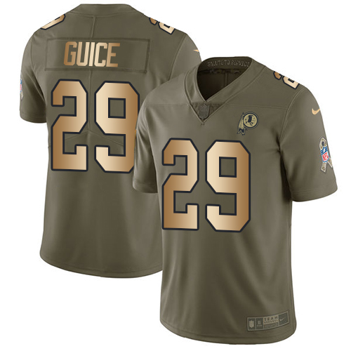 Washington Commanders #29 Derrius Guice Olive/Gold Men's Stitched Limited 2017 Salute To Service Jersey Men's