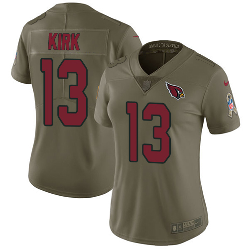 Arizona Cardinals #13 Christian Kirk Olive Women's Stitched Limited 2017 Salute to Service Jersey Womens