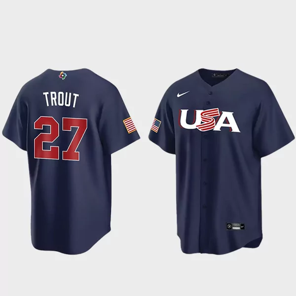 Mike Trout 27 USA Baseball 2023 World Baseball Classic Jersey – Navy