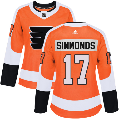 Adidas Philadelphia Flyers #17 Wayne Simmonds Orange Home Authentic Women's Stitched Jersey Womens