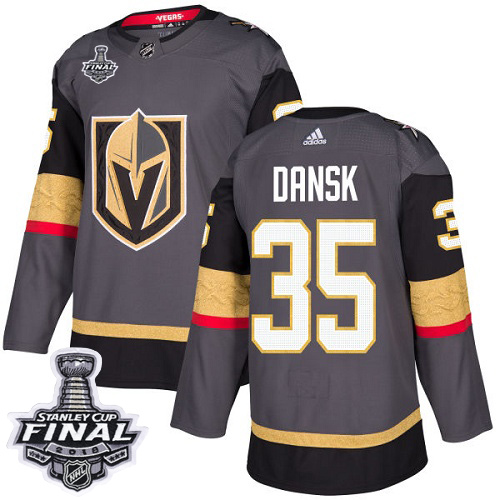 Adidas Golden Vegas Golden Knights #35 Oscar Dansk Grey Home Authentic 2018 Stanley Cup Final Stitched Youth Jersey Youth