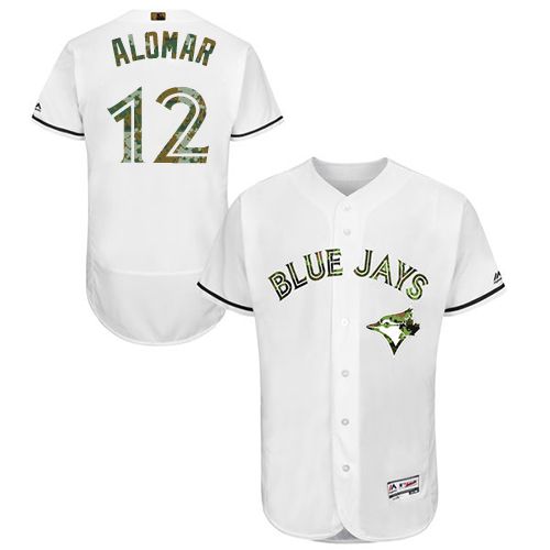 Toronto Blue Jays #12 Roberto Alomar White Flexbase Authentic Collection Memorial Day Stitched Jersey Men's