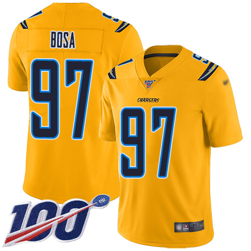 Chargers #97 Joey Bosa Gold Youth Stitched Limited Inverted Legend 100th Season Jersey