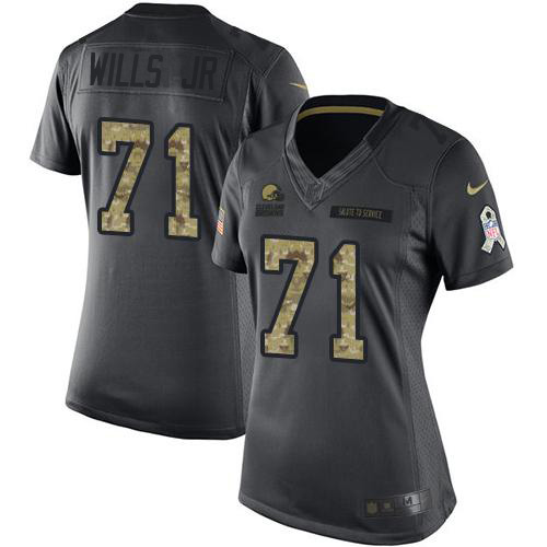 Cleveland Browns #71 Jedrick Wills JR Black Women's Stitched Limited 2016 Salute to Service Jersey Womens