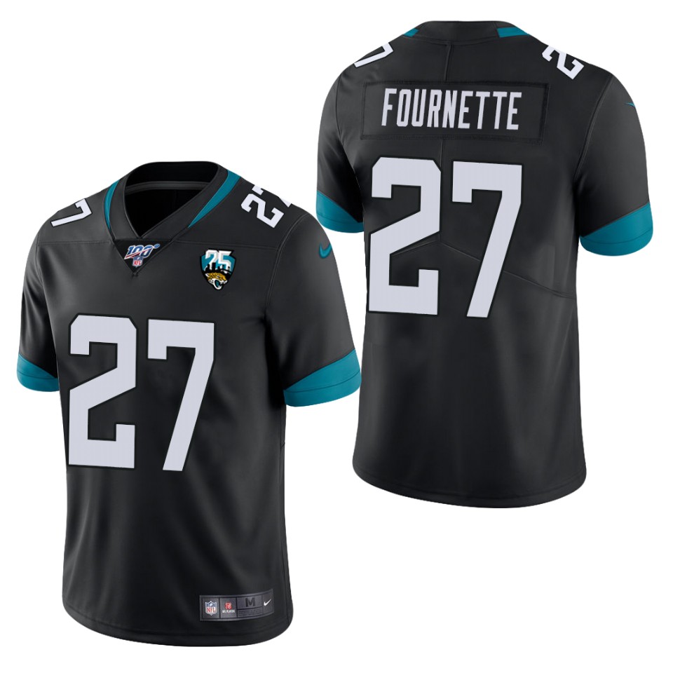 Jaguars #27 Leonard Fournette Black 25th Anniversary Vapor Limited Stitched 100th Season Jersey