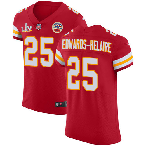 Chiefs #25 Clyde Edwards-Helaire Red Team Color Men's Super Bowl LV Bound Stitched Vapor Untouchable Elite Jersey