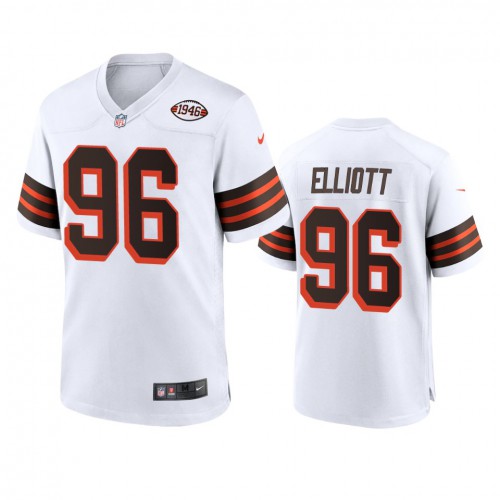 Men's Cleveland Browns #96 Jordan Elliott 1946 Collection Alternate Game Limited Jersey - White Men's
