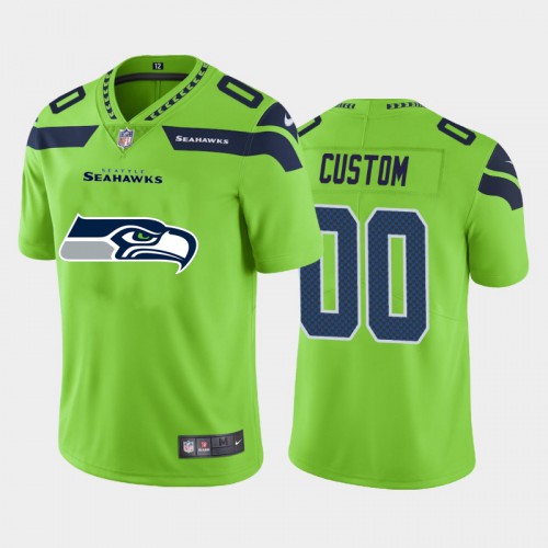 Seattle Seahawks Custom Green Men's Big Team Logo Vapor Limited Jersey