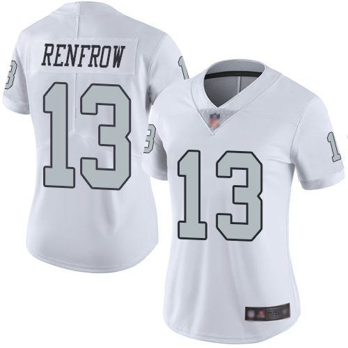 Las Vegas Raiders #13 Hunter Renfrow White Women's Stitched Limited Rush Jersey Womens