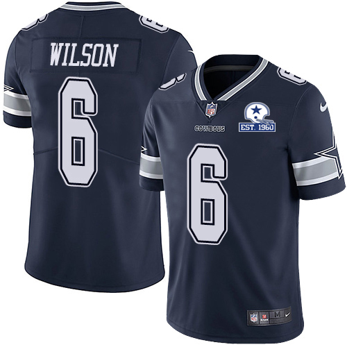 Cowboys #6 Donovan Wilson Navy Blue Team Color Men's Stitched With Established In 1960 Patch Vapor Untouchable Limited Jersey