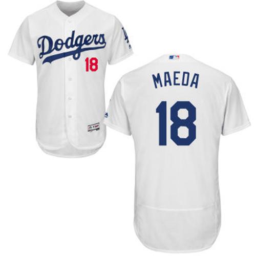 Los Angeles Dodgers #18 Kenta Maeda White Flexbase Authentic Collection Stitched Jersey Men's