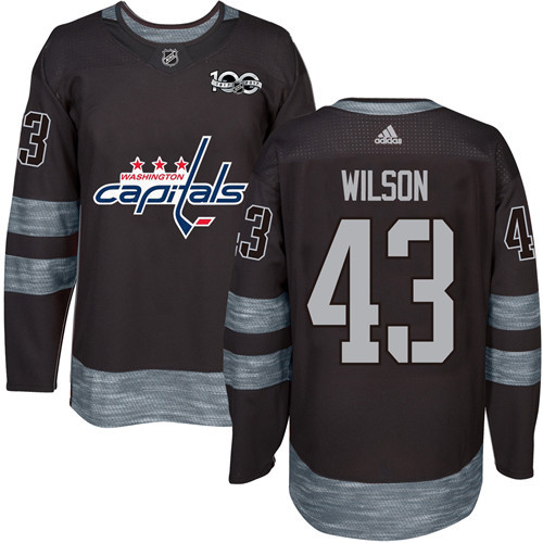 Adidas Washington Capitals #43 Tom Wilson Black 1917-2017 100th Anniversary Stitched Jersey Men's