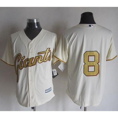 San Francisco Giants #8 Hunter Pence Cream(Gold No.) New Cool Base Stitched Jersey Men's