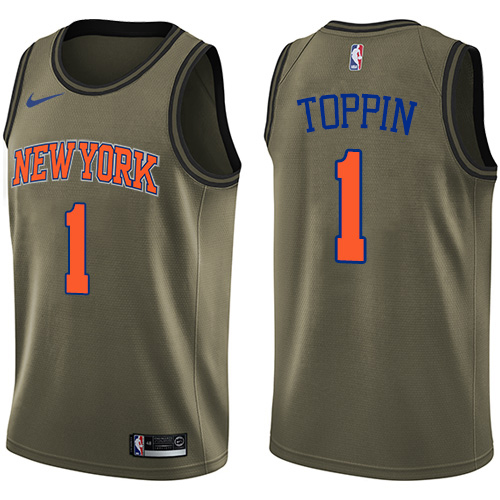 New York Knicks #1 Obi Toppin Green Youth Swingman Salute to Service Jersey Youth