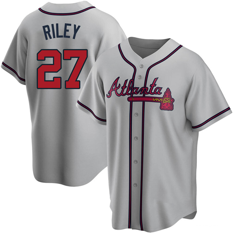 Men's Youth Women's Atlanta Braves #27 Austin Riley Gray Road  2020 Jersey