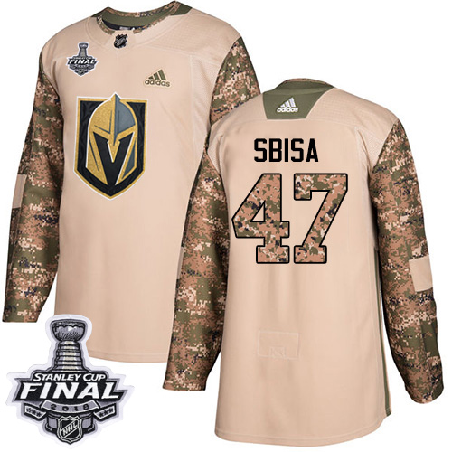 Adidas Golden Vegas Golden Knights #47 Luca Sbisa Camo Authentic 2017 Veterans Day 2018 Stanley Cup Final Stitched Youth Jersey Youth