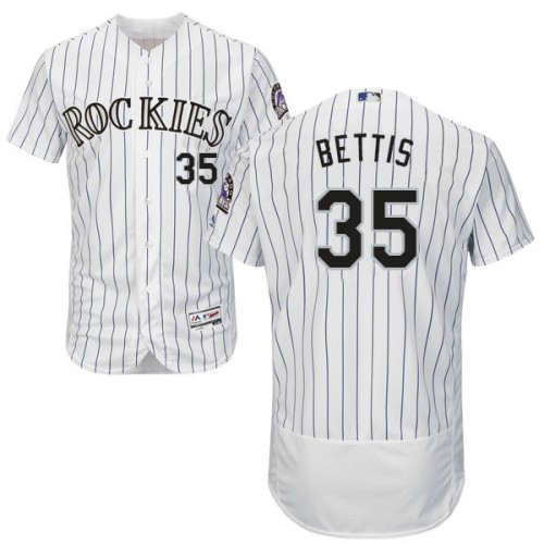 Colorado Rockies #35 Chad Bettis White Strip Flexbase Authentic Collection Stitched Jersey Men's