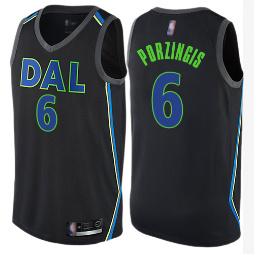 Dallas Mavericks #6 Kristaps Porzingis Black Swingman City Edition Jersey Mens