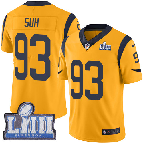 Los Angeles Rams #93 Ndamukong Suh Gold Super Bowl LIII Bound Men's Stitched Limited Rush Jersey Men's