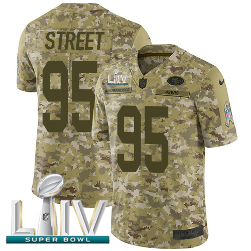 San Francisco 49ers #95 Kentavius Street Camo Super Bowl LIV 2020 Men's Stitched Limited 2018 Salute To Service Jersey Men's