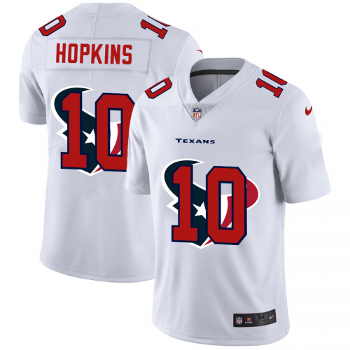 Houston Houston Texans #10 DeAndre Hopkins White Men's Team Logo Dual Overlap Limited Jersey Men's