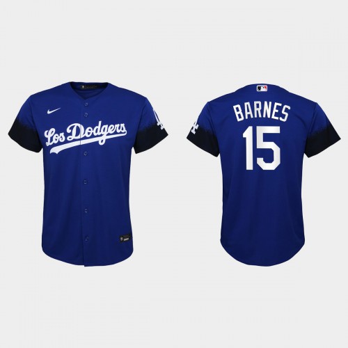 Los Angeles Los Angeles Dodgers #15 Austin Barnes Youth 2021 City Connect Jersey Royal Youth
