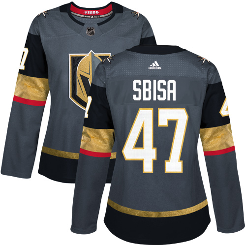 Adidas Golden Vegas Golden Knights #47 Luca Sbisa Grey Home Authentic Women's Stitched Jersey Womens