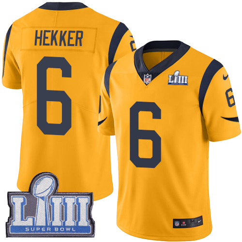 Los Angeles Rams #6 Johnny Hekker Gold Super Bowl LIII Bound Men's Stitched Limited Rush Jersey Men's