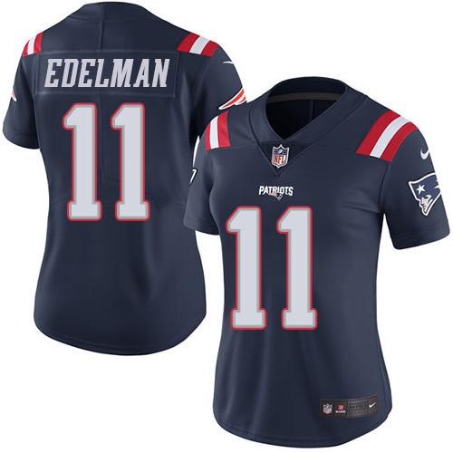 Patriots #11 Julian Edelman Navy Blue Women's Stitched Limited Rush Jersey