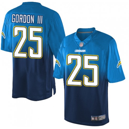 Los Angeles Chargers #25 Melvin Gordon III Electric Blue/Navy Blue Men's Stitched Elite Fadeaway Fashion Jersey Men's