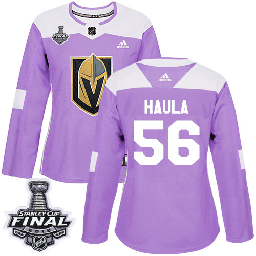 Adidas Golden Vegas Golden Knights #56 Erik Haula Purple Authentic Fights Cancer 2018 Stanley Cup Final Women's Stitched Jersey Womens