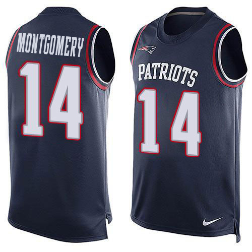 Patriots #14 Ty Montgomery Navy Blue Team Color Men's Stitched Limited Tank Top Jersey