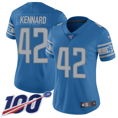 Detroit Lions #42 Devon Kennard Light Blue Team Color Women's Stitched 100th Season Vapor Untouchable Limited Jersey Womens