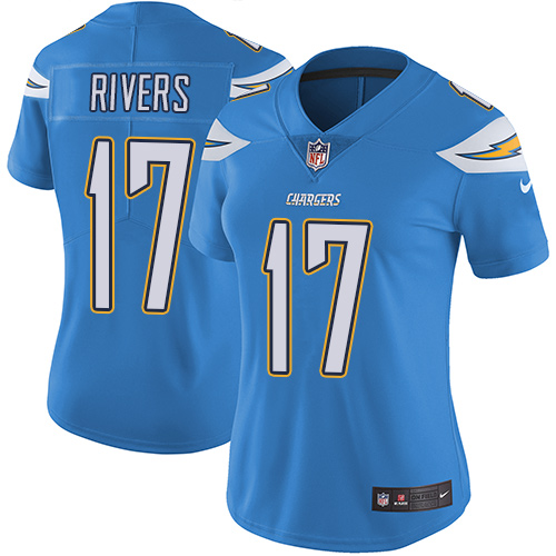 Los Angeles Chargers #17 Philip Rivers Electric Blue Alternate Women's Stitched Vapor Untouchable Limited Jersey Womens