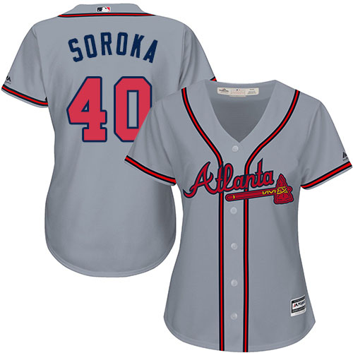 Atlanta Braves #40 Mike Soroka Grey Road Women's Stitched Jersey Womens