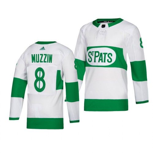 Maple Toronto Maple Leafs #8 Jake Muzzin adidas White 2019 St. Patrick's Day Authentic Player Stitched Jersey Men's