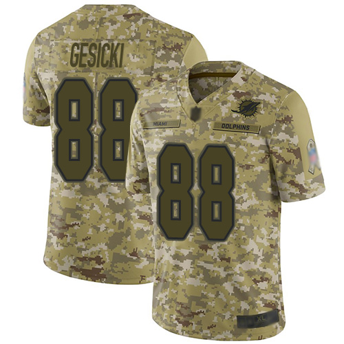 Dolphins #88 Mike Gesicki Camo Youth Stitched Limited 2018 Salute To Service Jersey