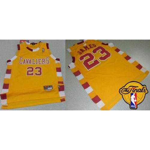 Cleveland Cavaliers #23 LeBron James Gold Throwback Classic The Finals Patch Stitched Jersey Mens