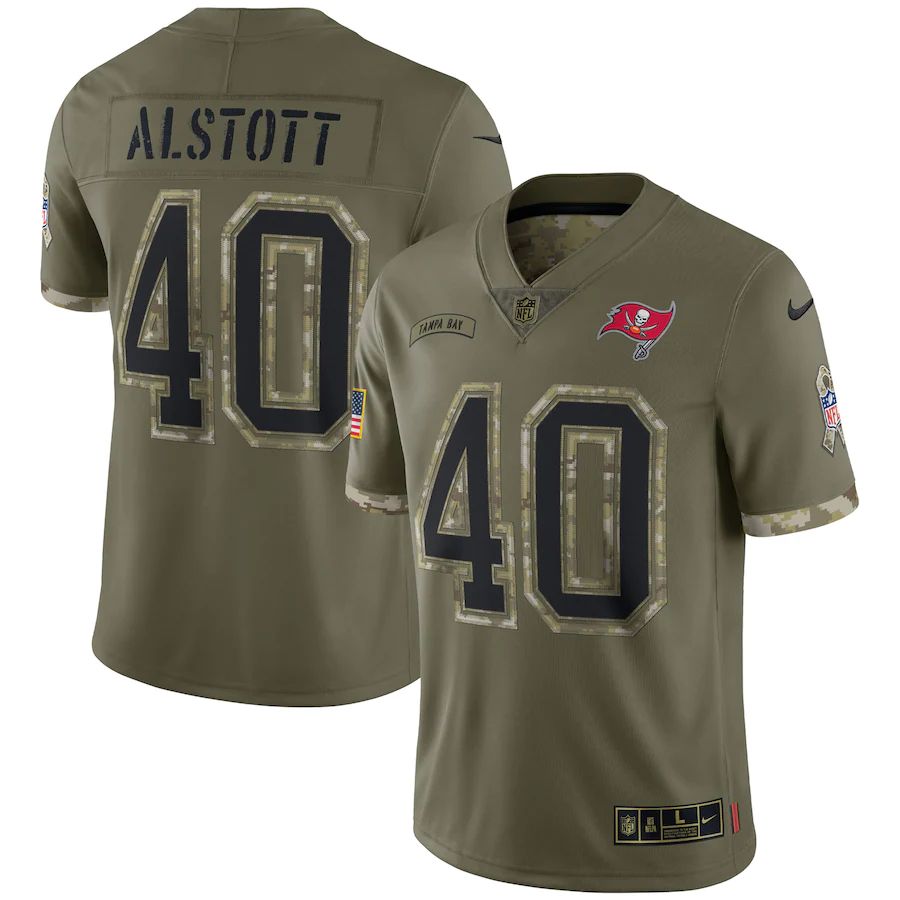 Tampa Bay Buccaneers #40 Mike Alstott Men's 2022 Salute To Service Limited Jersey - Olive