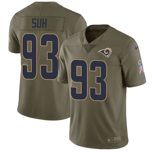 Los Angeles Rams #93 Ndamukong Suh Olive Youth Stitched Limited 2017 Salute to Service Jersey Youth
