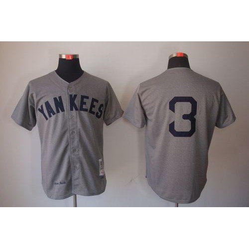 Mitchell And Ness 1929 New York Yankees #3 Babe Ruth Grey Throwback Stitched Jersey Men's