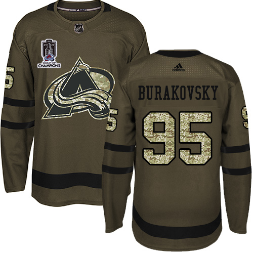 Adidas Colorado Avalanche #95 Andre Burakovsky Green 2022 Stanley Cup Champions Salute To Service Stitched Jersey Men's