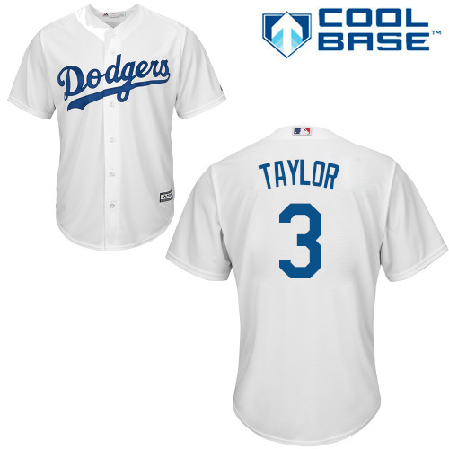 Los Angeles Dodgers #3 Chris Taylor White Cool Base Stitched Youth Jersey Youth