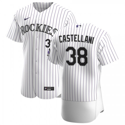 Colorado Colorado Rockies #38 Ryan Castellani Men's White Home 2020 Authentic Player Jersey Men's