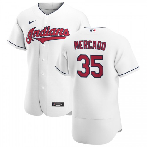 Cleveland Guardians #35 Oscar Mercado Men's White Home 2020 Authentic Team Jersey Men's