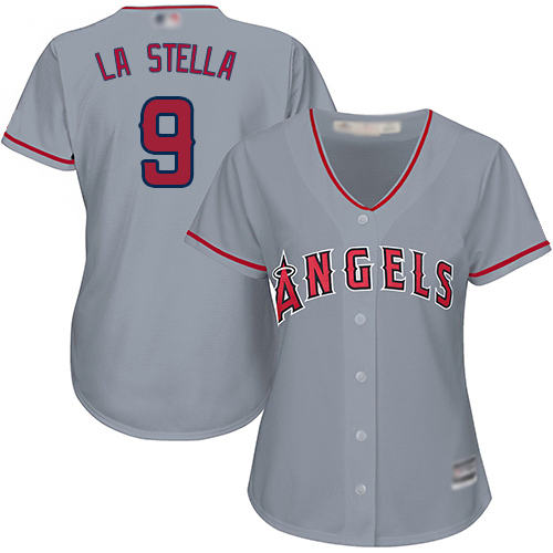 Los Angeles Angels #9 Tommy La Stella Grey Road Women's Stitched Jersey Womens