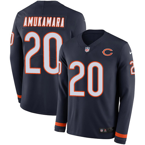 Men's Chicago Bears #20 Prince Amukamara Navy Blue Team Color Men's Stitched Limited Therma Long Sleeve Jersey Men's