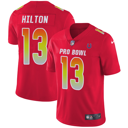 Colts #13 T.Y. Hilton Red Men's Stitched Limited AFC 2018 Pro Bowl Jersey