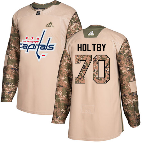 Adidas Washington Capitals #70 Braden Holtby Camo Authentic 2017 Veterans Day Stitched Jersey Men's