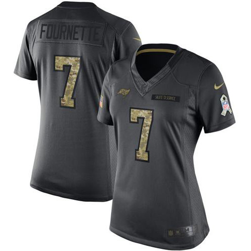 Tampa Bay Buccaneers #7 Leonard Fournette Black Women's Stitched Limited 2016 Salute To Service Jersey